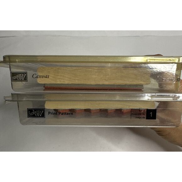 Stampin' Up! Print Pattern and Canvas Wood Stamp Set of 2 Background 6x5 - Picture 2 of 4